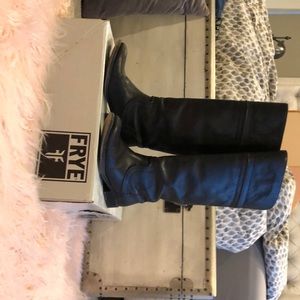 Frye black leather tall boots